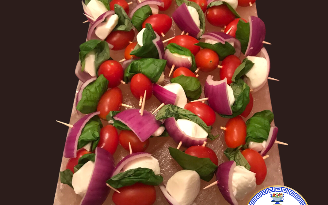 Danny K’s Caprese Skewers on Himalayan Salt Block
